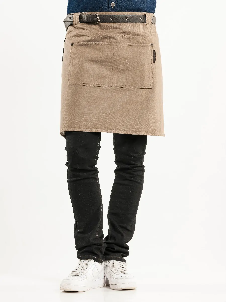 Grembiule Forene da vita con cintura in pelle — Denim fango