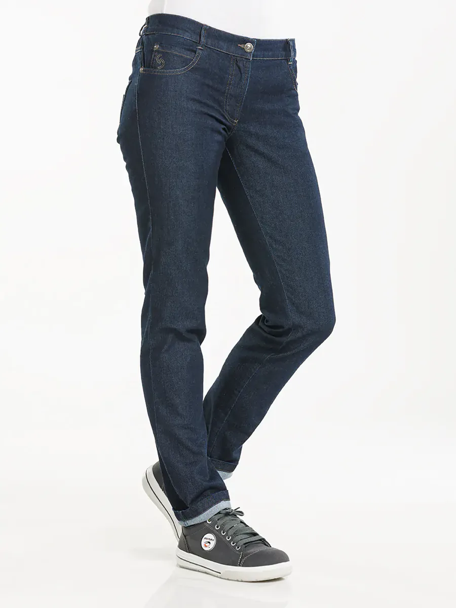 Pantalone donna slim in denim — Denim blu