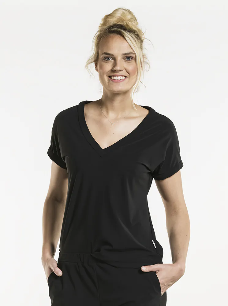 Top con scollo a V Saffron — Nero