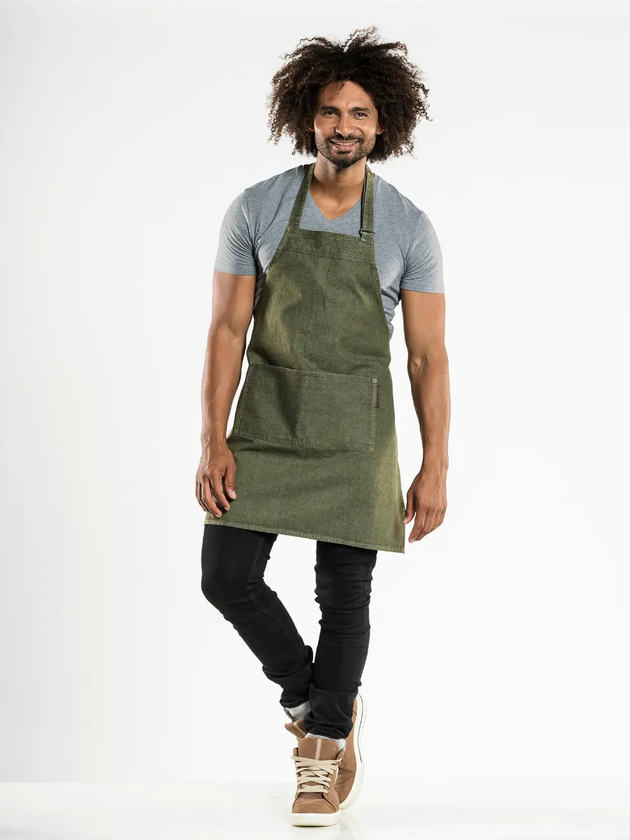 Grembiule in denim con pettorina — Denim verde