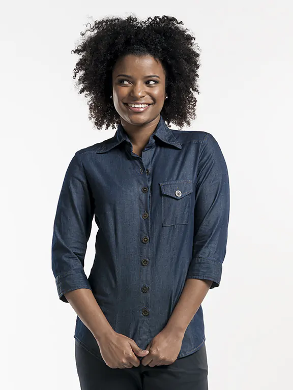 Camicia donna in denim, manica 3/4