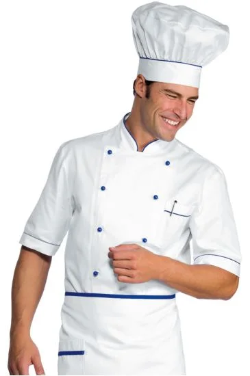 Giacca Cuoco Alicante Mezza Manica — Bianco+blu Cina