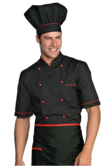 Giacca Cuoco Alicante Mezza Manica — Nero+rosso