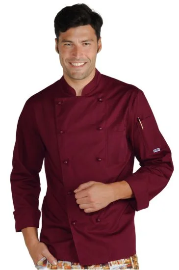 Giacca Cuoco Classica Bottoni Antipanico — Bordeaux