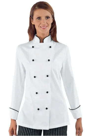 Giacca Lady Chef bottoni antipanico — Bianco+nero