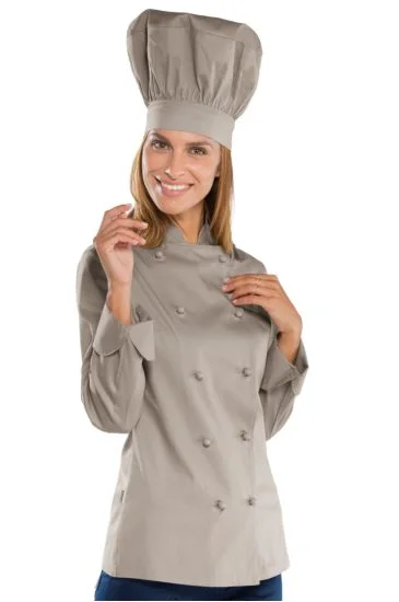 Giacca Lady Chef bottoni antipanico — Tortora