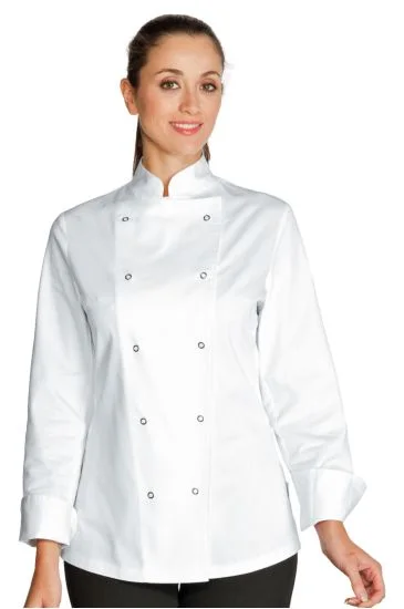 Giacca Lady Chef Bottoni a Pressione — Bianco