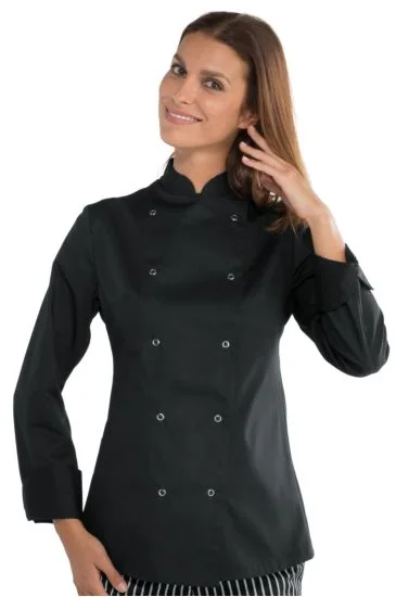 Giacca Lady Chef Bottoni a Pressione — Nero