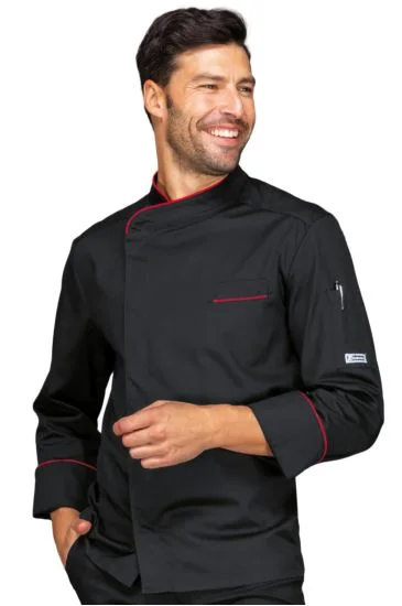 Giacca cuoco Bilbao — Nero+rosso