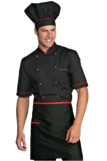 Grembiule Vita cm 70x46 con Tasca — Nero+rosso