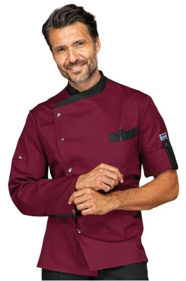 Giacca cuoco Manhattan — Nero+bordeaux