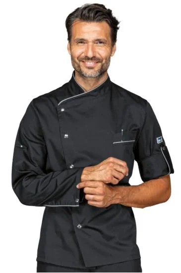 Giacca cuoco Manhattan — Nero+grigio
