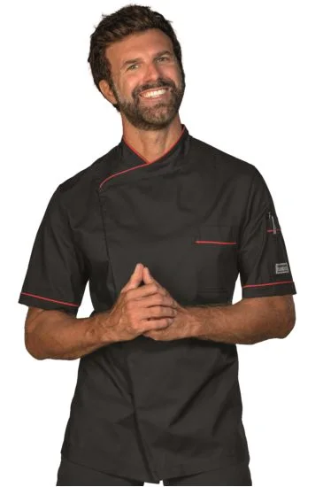 Giacca cuoco Dubai — Nero+rosso