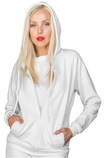 Felpa unisex con ZIP e cappuccio — Bianco